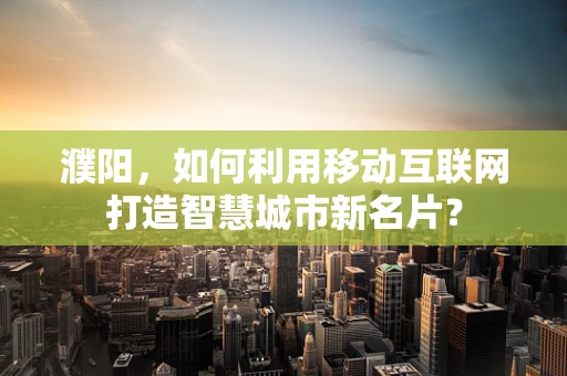 濮阳，如何利用移动互联网打造智慧城市新名片？