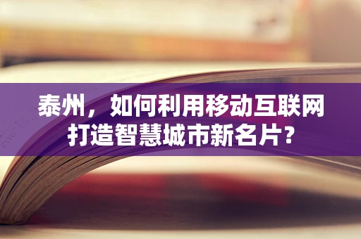 泰州，如何利用移动互联网打造智慧城市新名片？