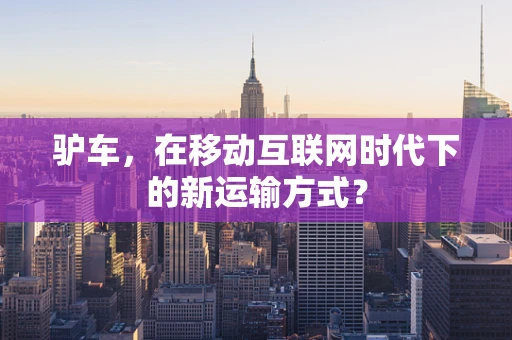驴车，在移动互联网时代下的新运输方式？