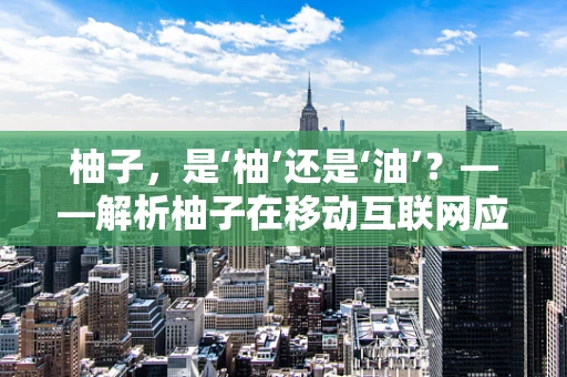 柚子，是‘柚’还是‘油’？——解析柚子在移动互联网应用中的独特魅力